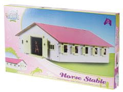 Kids Globe Horses stáj pro koně dřevěná 62x43x22 cm 1:32 růžová v krabičce