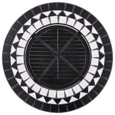Petromila Mozaikový stolek s ohništěm černý a bílý 68 cm keramika