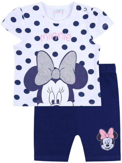 Dětská souprava s bílými a tmavě modrými puntíky, tričko a šortky Minnie Mouse Disney