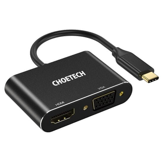 Choetech HUB-M17 adaptér USB-C / HDMI 4K 60Hz / VGA FullHD, černý