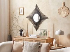 Beliani Nástěnné ratanové zrcadlo 60 x 60 cm černé MAJENE