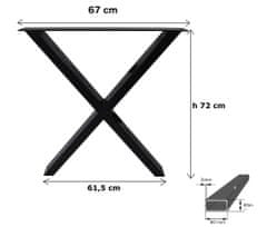 Magnetic Mobel Kovová Noha X 67x72 cm | 8x4 cm - Černá