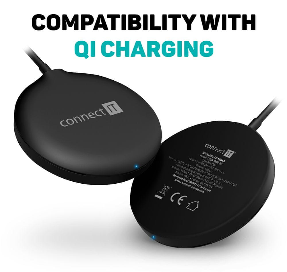 Connect IT MagSafe Fast Charge bezdrátová nabíječka, 15 W CWC-7600-BK, černá