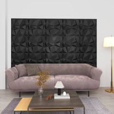 Greatstore 3D nástěnné panely 12 ks 50 x 50 cm diamant černé 3 m²