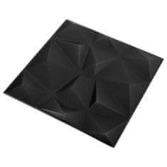 shumee 3D nástěnné panely 12 ks 50 x 50 cm diamant černé 3 m²