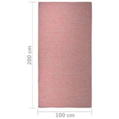 Greatstore Venkovní hladce tkaný koberec 100x200 cm červená