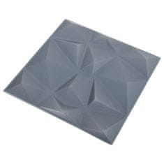 Greatstore 3D nástěnné panely 12 ks 50 x 50 cm diamant šedé 3 m²