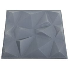Vidaxl 3D nástěnné panely 12 ks 50 x 50 cm diamant šedé 3 m²
