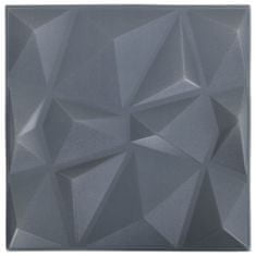 Greatstore 3D nástěnné panely 24 ks 50 x 50 cm diamant šedé 6 m²