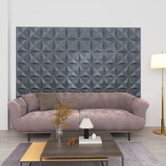 Greatstore 3D nástěnné panely 12 ks 50 x 50 cm origami šedé 3 m²