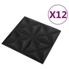 shumee 3D nástěnné panely 12 ks 50 x 50 cm origami černé 3 m²