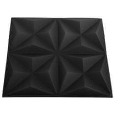 Greatstore 3D nástěnné panely 24 ks 50 x 50 cm origami černé 6 m²