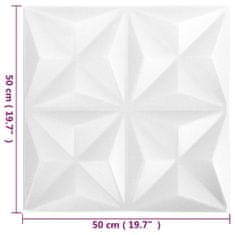 Greatstore 3D nástěnné panely 12 ks 50 x 50 cm origami bílé 3 m²