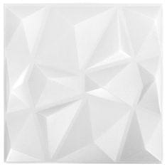 Greatstore 3D nástěnné panely 12 ks 50 x 50 cm diamant bílé 3 m²