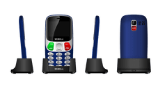 Mobiola MB800 Senior, jednoduchý mobilní telefon pro seniory, SOS tlačítko, nabíjecí stojánek, 2 SIM, výkonná baterie, modrý