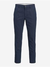 Jack&Jones Tmavě modré oblekové kalhoty s příměsí lnu Jack & Jones Linen 46