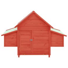 Greatstore Kurník červený a bílý 152 x 96 x 110 cm masivní jedlové dřevo