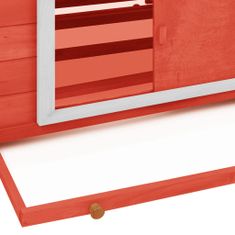 shumee Kurník červený a bílý 152 x 96 x 110 cm masivní jedlové dřevo