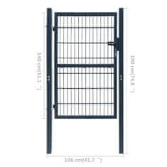 Vidaxl 2D plotová branka (jednokřídlá), antracitově šedá, 106 x 190 cm
