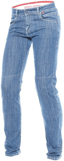 Dainese kalhoty jeans BELLEVILLE SLIM dámské medium denim modro-růžové
