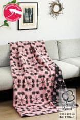 KZ Bavlněno-akrylová deka 150x200 růžové černé pampelišky