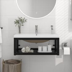 Vidaxl Koupelnový rám s vestavěným umyvadlem černý železo