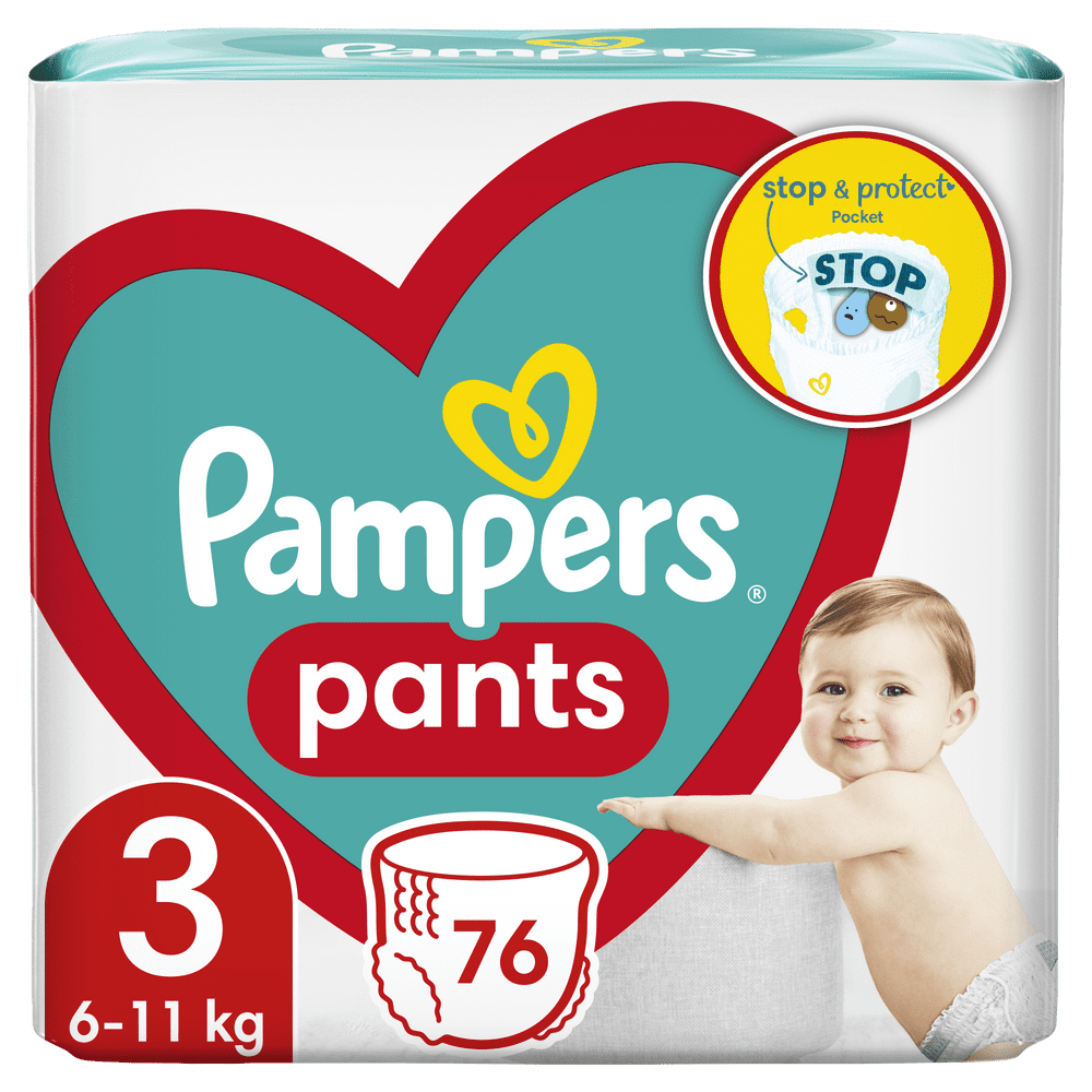 Levně Pampers Plenkové Kalhotky Pants Velikost 3, 76 ks, 6kg-11kg