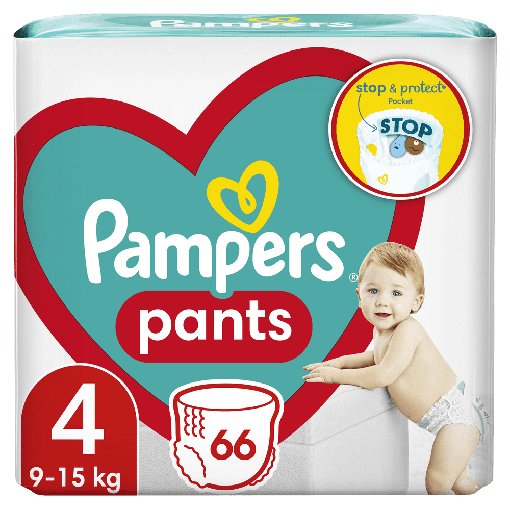Levně Pampers Plenkové Kalhotky Pants Velikost 4, 66 ks, 9kg-15kg