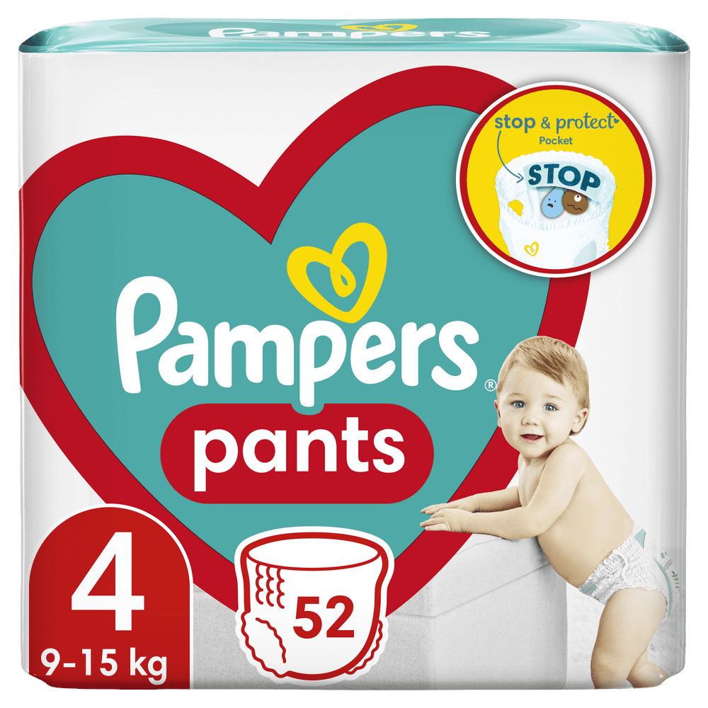 Levně Pampers Pants 4 Maxi (9-15 kg) Jumbo Pack - plenkové kalhotky 52 ks
