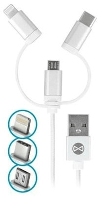 Forever Datový kabel 3v1 micro USB+Lightning+USB-C 1m 1,5A T_01625, bílý