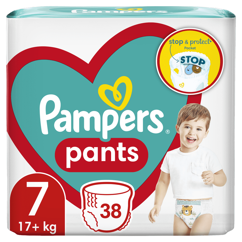Levně Pampers Plenkové Kalhotky Pants Velikost 7, 38 ks, 17kg+