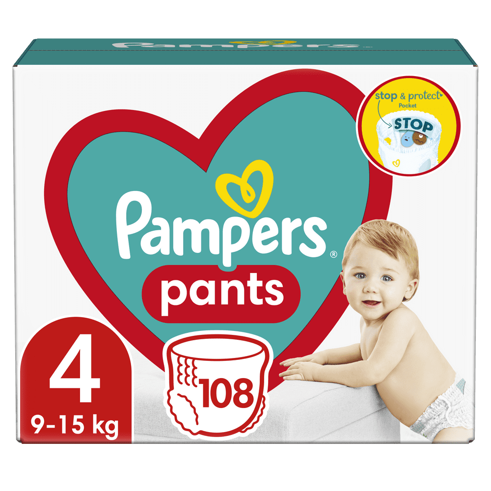 Levně Pampers Plenkové Kalhotky Pants Velikost 4, 108 ks, 9kg-15kg