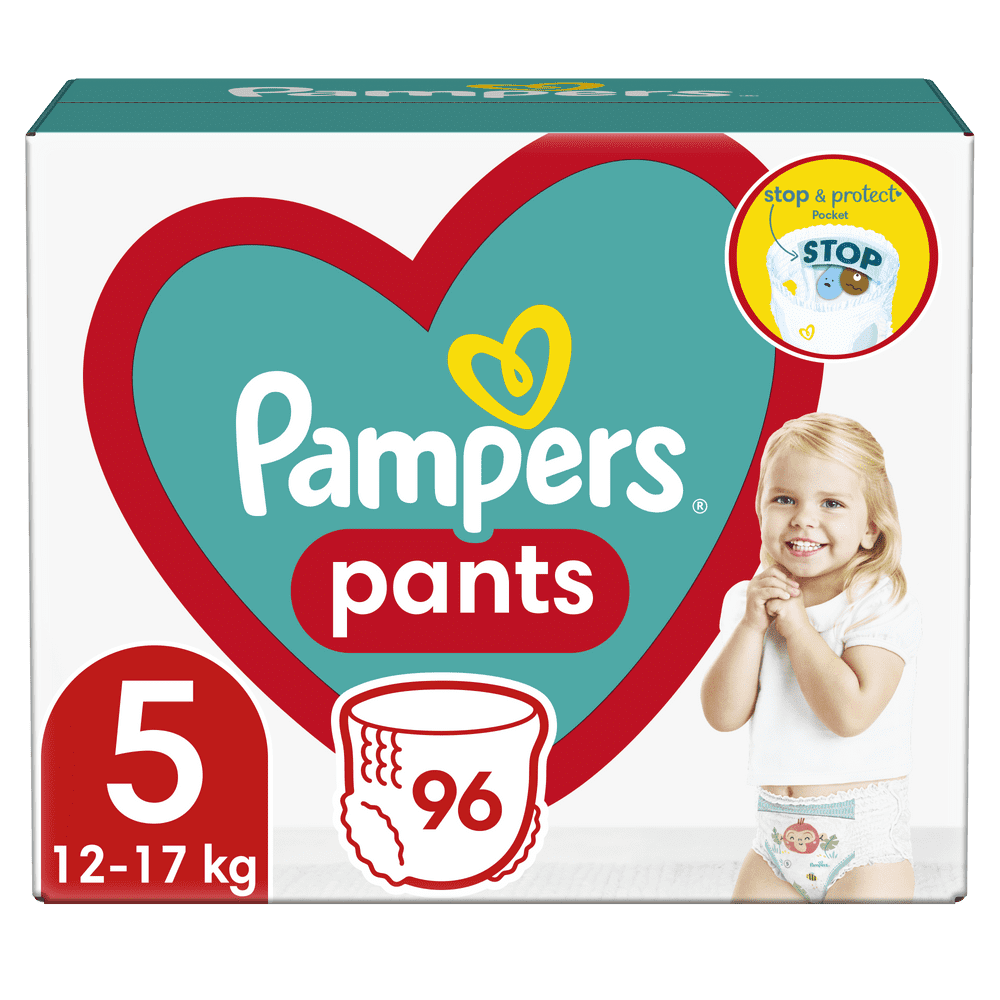 Levně Pampers Plenkové kalhotky Pants 5 Junior Mega Box (12-17 kg) 96 ks