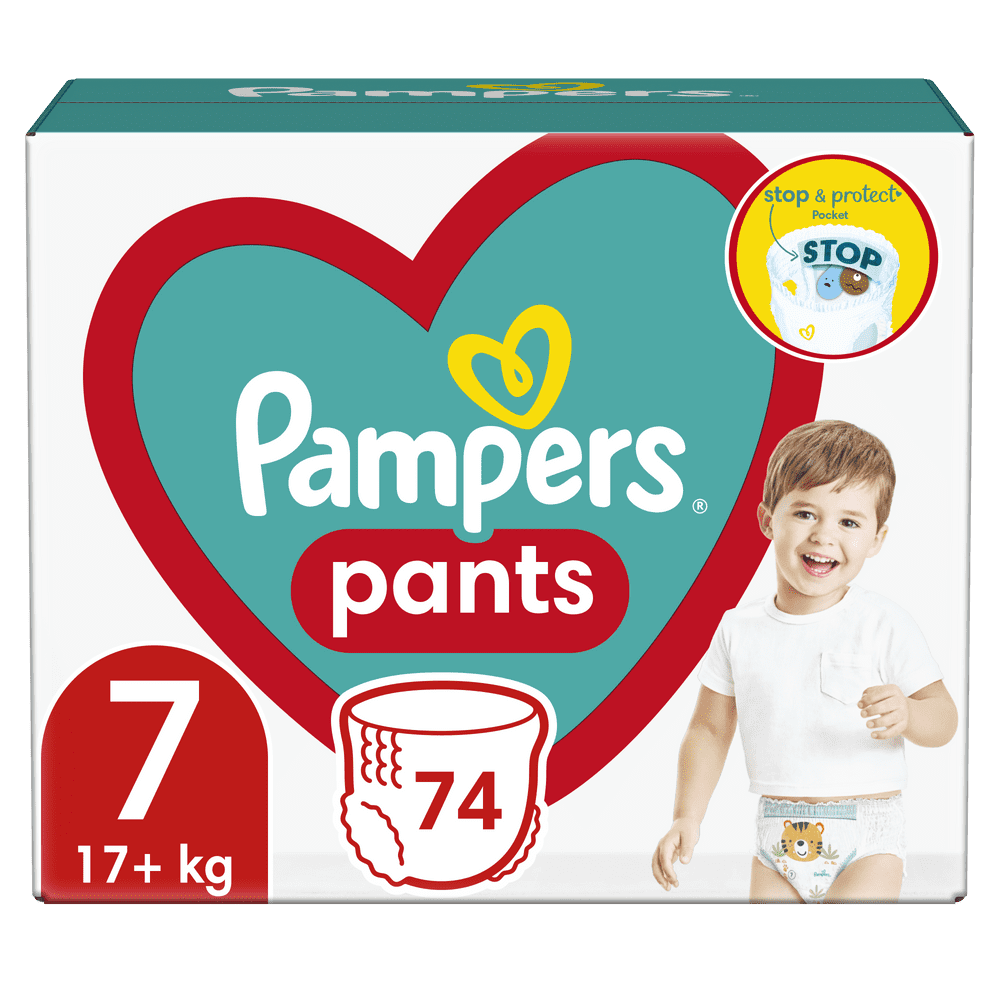 Levně Pampers Plenkové Kalhotky Pants Velikost 7, 74 ks, 17kg+