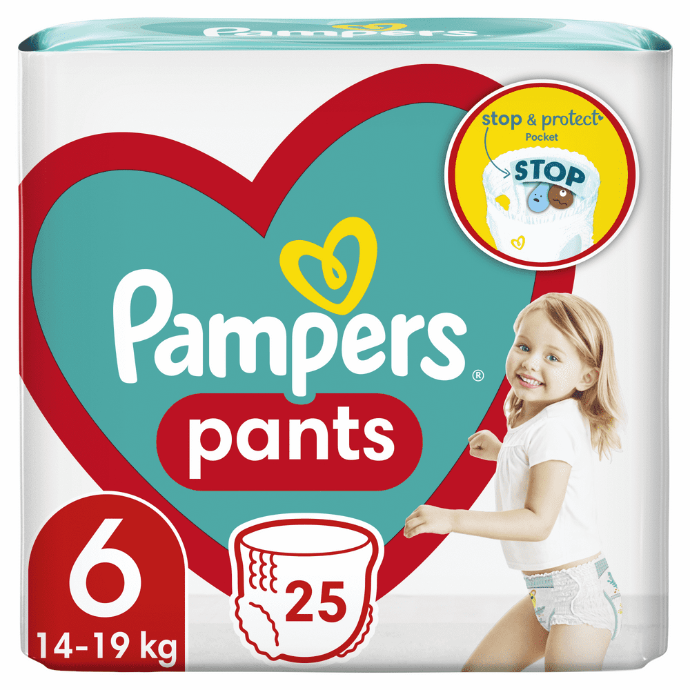 Pampers Plenkové Kalhotky Pants Velikost 6, 25 ks, 15kg+