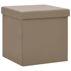 Vidaxl Skládací taburet s úložným prostorem, 2 kusy, barva cappuccino, PVC