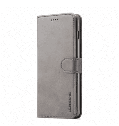 Samsung kožené pouzdro na telefon Samsung Galaxy A80. Barva šedá.