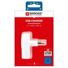 Skross USB nabíjecí adaptér EU, 2x USB-A, 12W, typ C, DC10