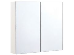 Beliani Koupelnová zrcadlová skříňka 80 x 70 cm bílo stříbrná NAVARRA