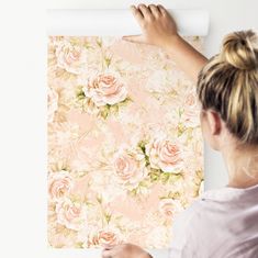 Muralo Tapeta Do Obývacího Pokoje Růžová Poupata RŮŽE Příroda Květiny 0,53m x 10m