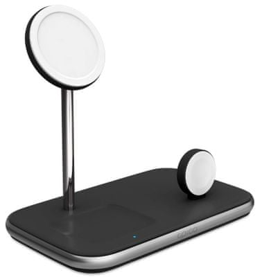 3in1 bezdrátová nabíječka Made for MagSafe s adaptérem v balení 9915101300199, černá výkonná maximální výkon 15W Apple iPhone Airpods Apple Watch ostatní mobilní telefon