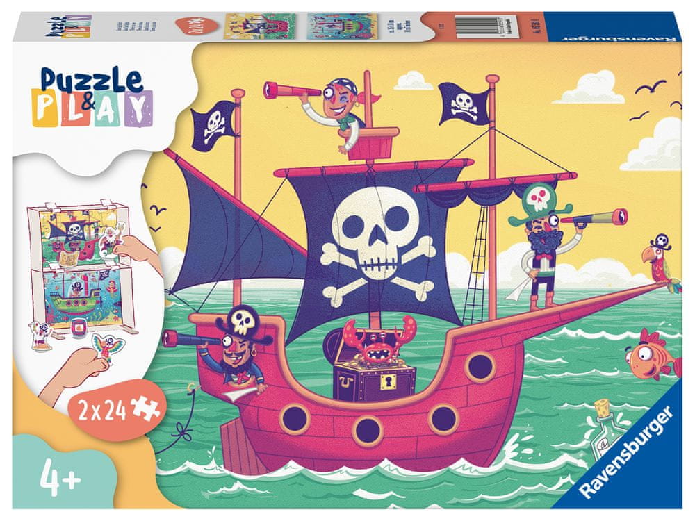 Levně Ravensburger Puzzle & Play Piráti a země na dohled 2x24 dílků