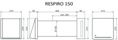 Soler&Palau Rekuperační jednotka RESPIRO 150, energetická úspora, velmi tichý chod, 2 rychlosti, min. průtok vzduchu 30/60 m³/h, snadná instalace i údržba, 2x filtr G3