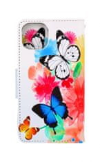 TopQ Pouzdro iPhone 13 knížkové Barevné s motýlky 66321