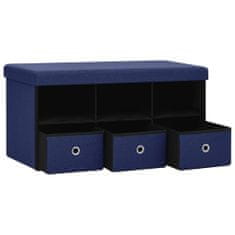Vidaxl Skládací úložná lavice modrá 76 x 38 x 38 cm umělý len