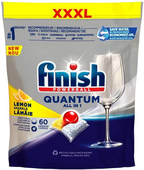 Finish Quantum All in 1 kapsle do myčky nádobí Lemon Sparkle 60 ks