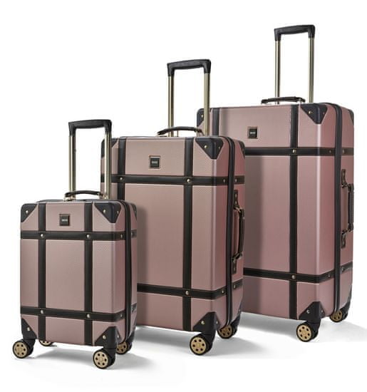 Rock Sada cestovních kufrů ROCK TR-0193/3 ABS - růžová