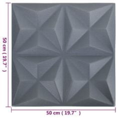 Greatstore 3D nástěnné panely 48 ks 50 x 50 cm origami šedé 12 m²