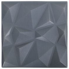 Greatstore 3D nástěnné panely 48 ks 50 x 50 cm diamant šedé 12 m²