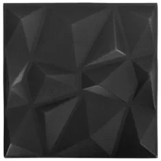 Greatstore 3D nástěnné panely 24 ks 50 x 50 cm diamant černé 6 m²